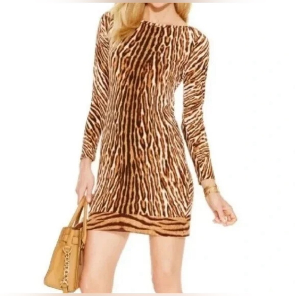 Michael Kors Zebra Print Long Sleeve Dress